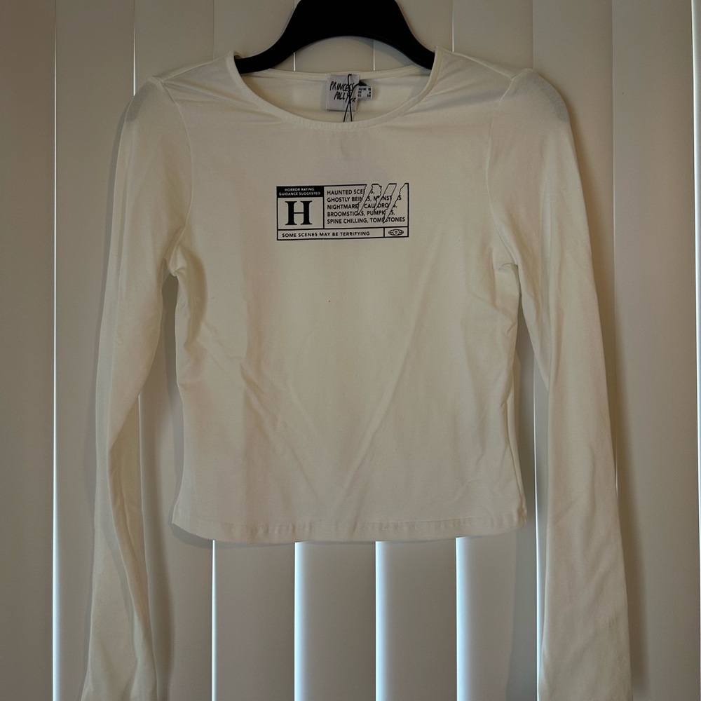 Princess Polly White Horror Night Long Sleeve Top